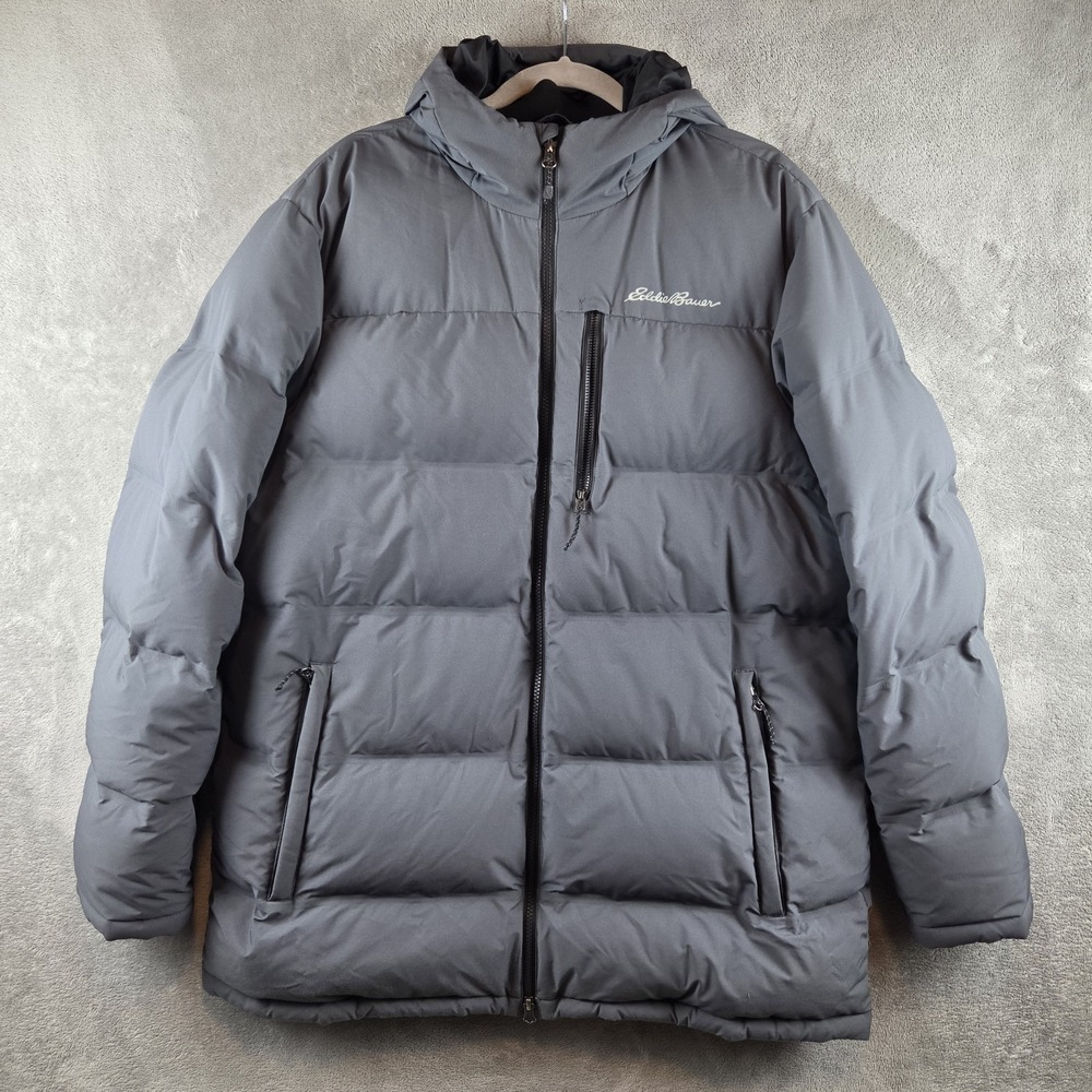 Eddie Bauer Glacier Peak Seamless Stretch Down Parka Gray Jacket Mens XL